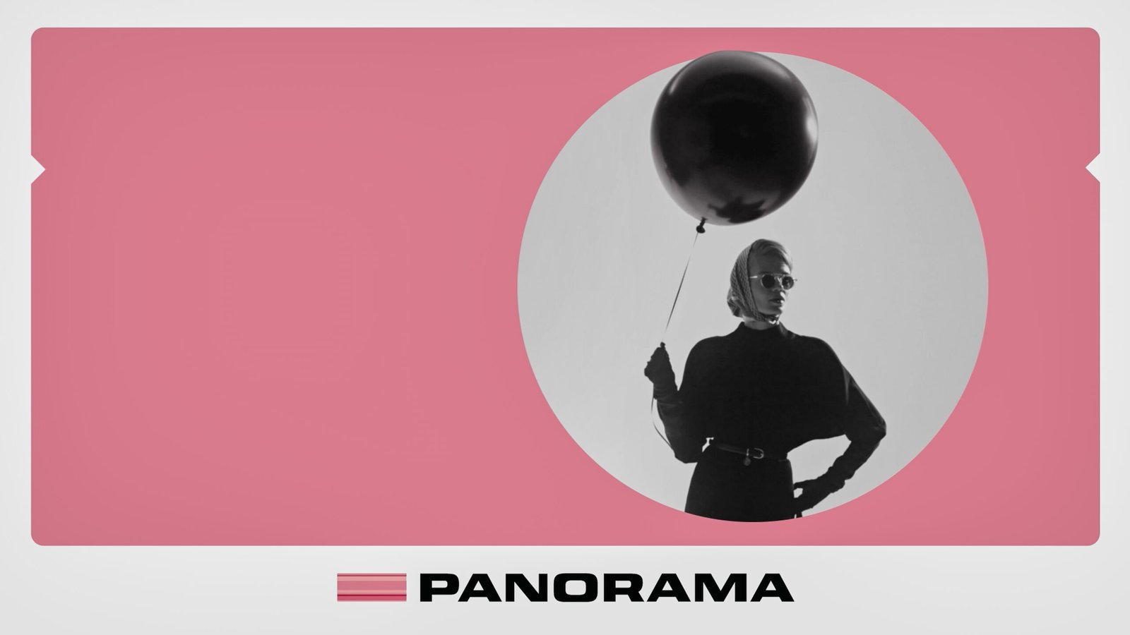 Panorama Black Friday campaign – silhouetted figure with a black balloon on a pink background